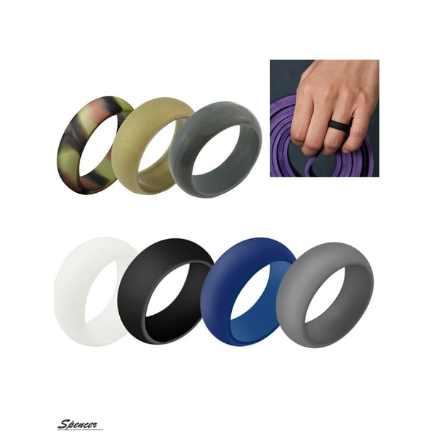 Silicone Wedding Ring Band Rubber 8 Pack Men Women Flexible Gifts Comfortable